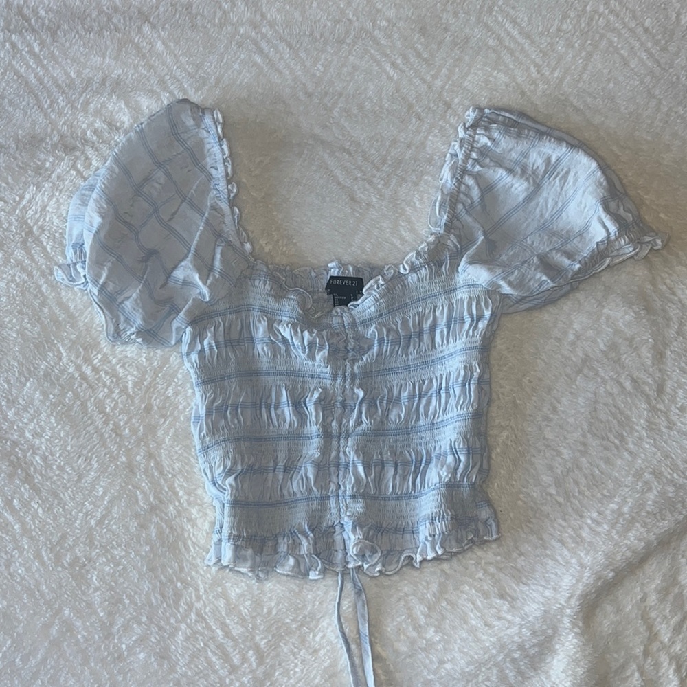 Size S, never worn, baby blue w/lines, FOREVER 21 brand.